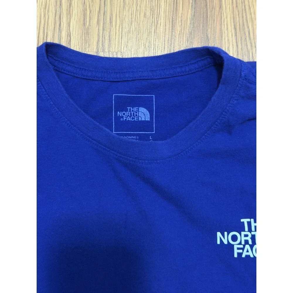The North Face Box NSE Shirt Mens Large Blue Back Graphic Never Stop Exploring